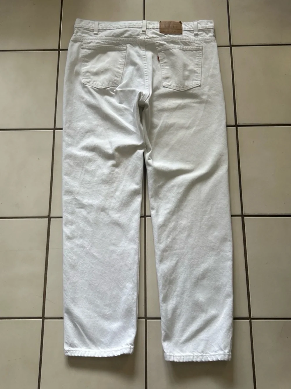 Vintage 90s Orange Tab Levi 505 White Jeans USA Made 40x32 Reg Fit Straight Leg